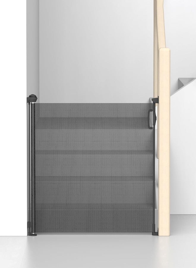 SHREVI Child Gate,Pet Safety Gate,Baby Safety Gate Retractable Mesh for Stairs, Doors, Kitchen, Main Gate 140 cm Wide Adjustment & Easy to Fold (Black) - Image 1